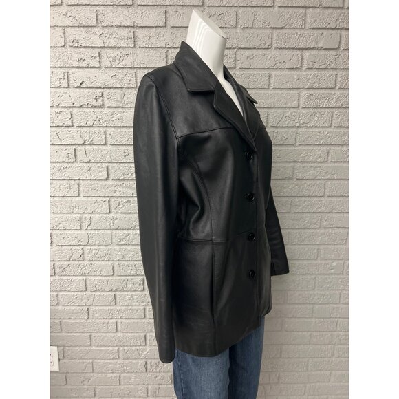Franklin Allen Women’s Black Long Sleeve Leather Jacket Size M - Picture 4 of 8